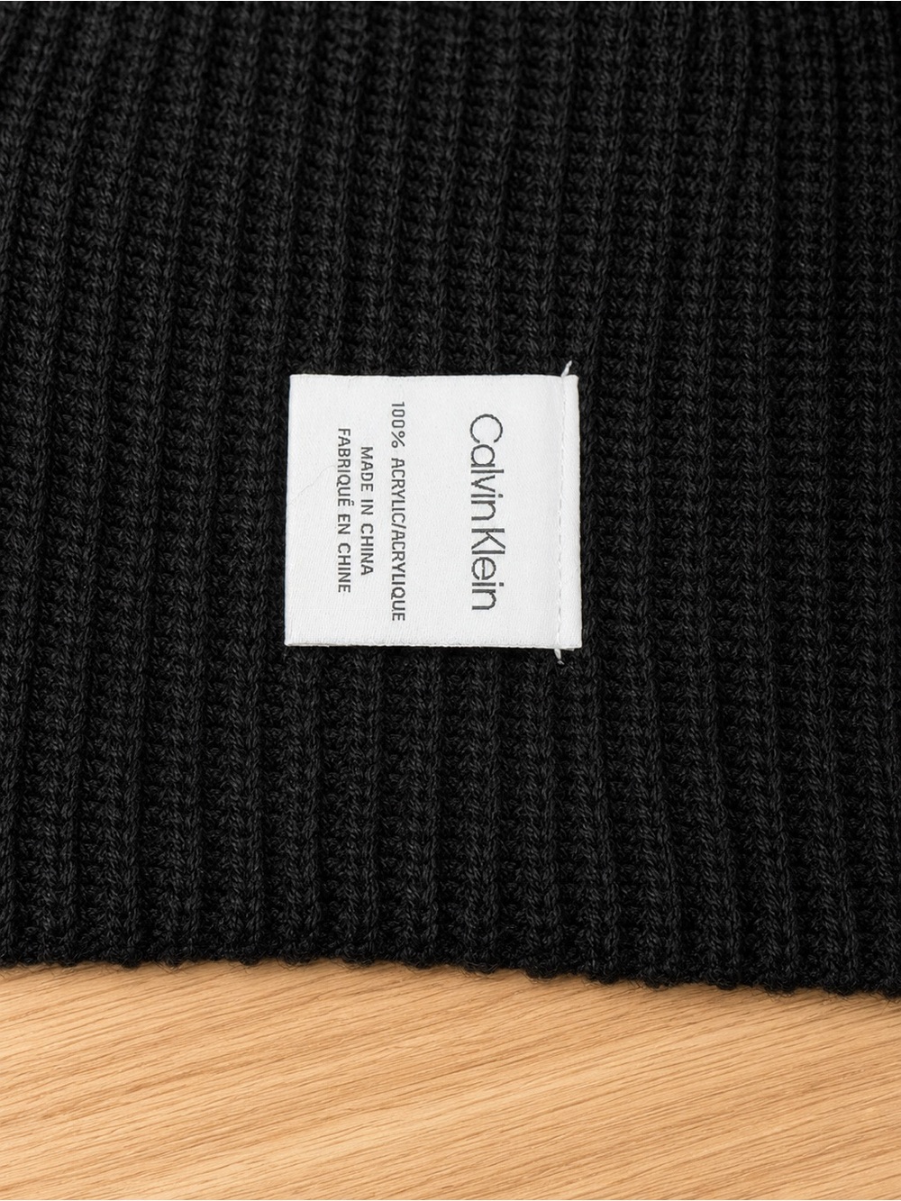 Calvin Klein Black Ribbed Knit Beanie & Scarf duo with Logo Patch - Picture 6 of 8